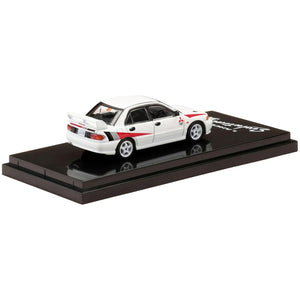 Mitsubishi Lancer RS Evolution III RHD (Right Hand Drive) Scortia White with Red Rally Stripes 1/64 Diecast Model Car by Hobby Japan