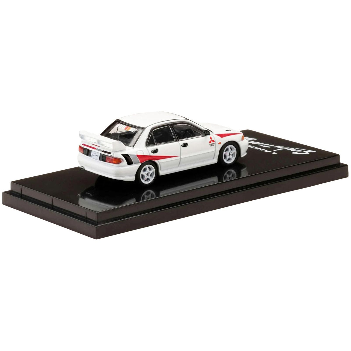 Mitsubishi Lancer RS Evolution III RHD (Right Hand Drive) Scortia White with Red Rally Stripes 1/64 Diecast Model Car by Hobby Japan-Hobby Japan-ModelCars.com
