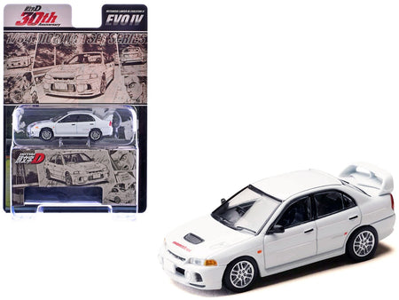 Mitsubishi Lancer RS Evolution IV RHD (Right Hand Drive) "MonStar" White "Initial D" (1995-2013) Manga "Diorama Set Series" 1/64 Diecast Model car by Hobby Japan-Hobby Japan-ModelCars.com