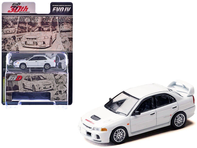 Mitsubishi Lancer RS Evolution IV RHD (Right Hand Drive) "MonStar" White "Initial D" (1995-2013) Manga "Diorama Set Series" 1/64 Diecast Model car by Hobby Japan-Hobby Japan-ModelCars.com