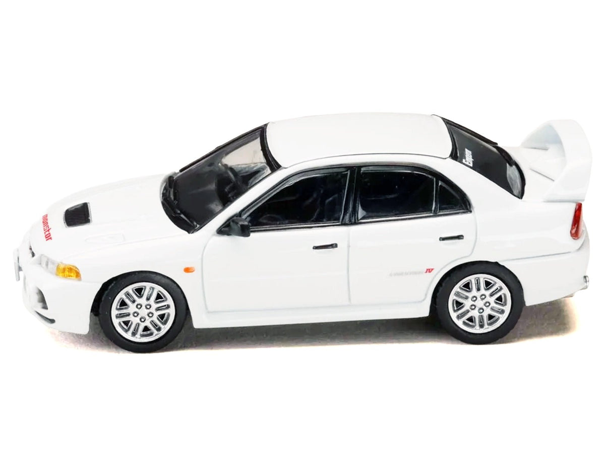 Mitsubishi Lancer RS Evolution IV RHD (Right Hand Drive) "MonStar" White "Initial D" (1995-2013) Manga "Diorama Set Series" 1/64 Diecast Model car by Hobby Japan-Hobby Japan-ModelCars.com