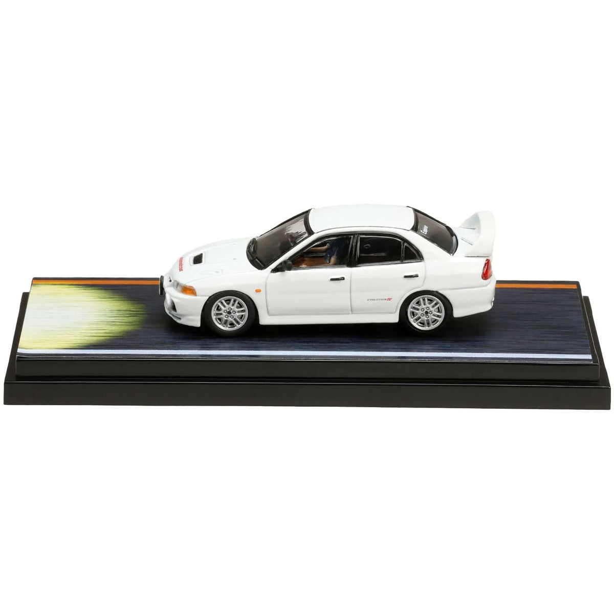 Mitsubishi Lancer RS Evolution IV RHD (Right Hand Drive) White "Monstar" with Seiji Iwaki Driver Figure "Initial D" (1995-2013) Manga 1/64 Diecast Model Car by Hobby Japan-Hobby Japan-ModelCars.com