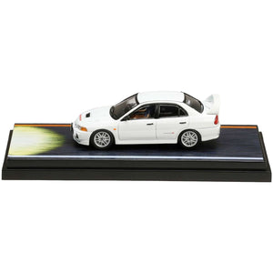 Mitsubishi Lancer RS Evolution IV RHD (Right Hand Drive) White "Monstar" with Seiji Iwaki Driver Figure "Initial D" (1995-2013) Manga 1/64 Diecast Model Car by Hobby Japan