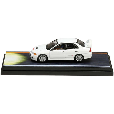 Mitsubishi Lancer RS Evolution IV RHD (Right Hand Drive) White "Monstar" with Seiji Iwaki Driver Figure "Initial D" (1995-2013) Manga 1/64 Diecast Model Car by Hobby Japan-Hobby Japan-ModelCars.com