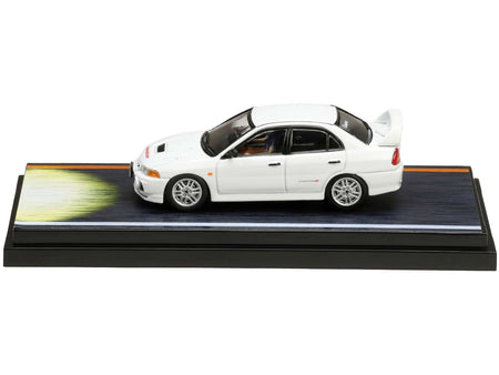 Mitsubishi Lancer RS Evolution IV RHD (Right Hand Drive) White "Monstar" with Seiji Iwaki Driver Figure "Initial D" (1995-2013) Manga 1/64 Diecast Model Car by Hobby Japan-Hobby Japan-ModelCars.com