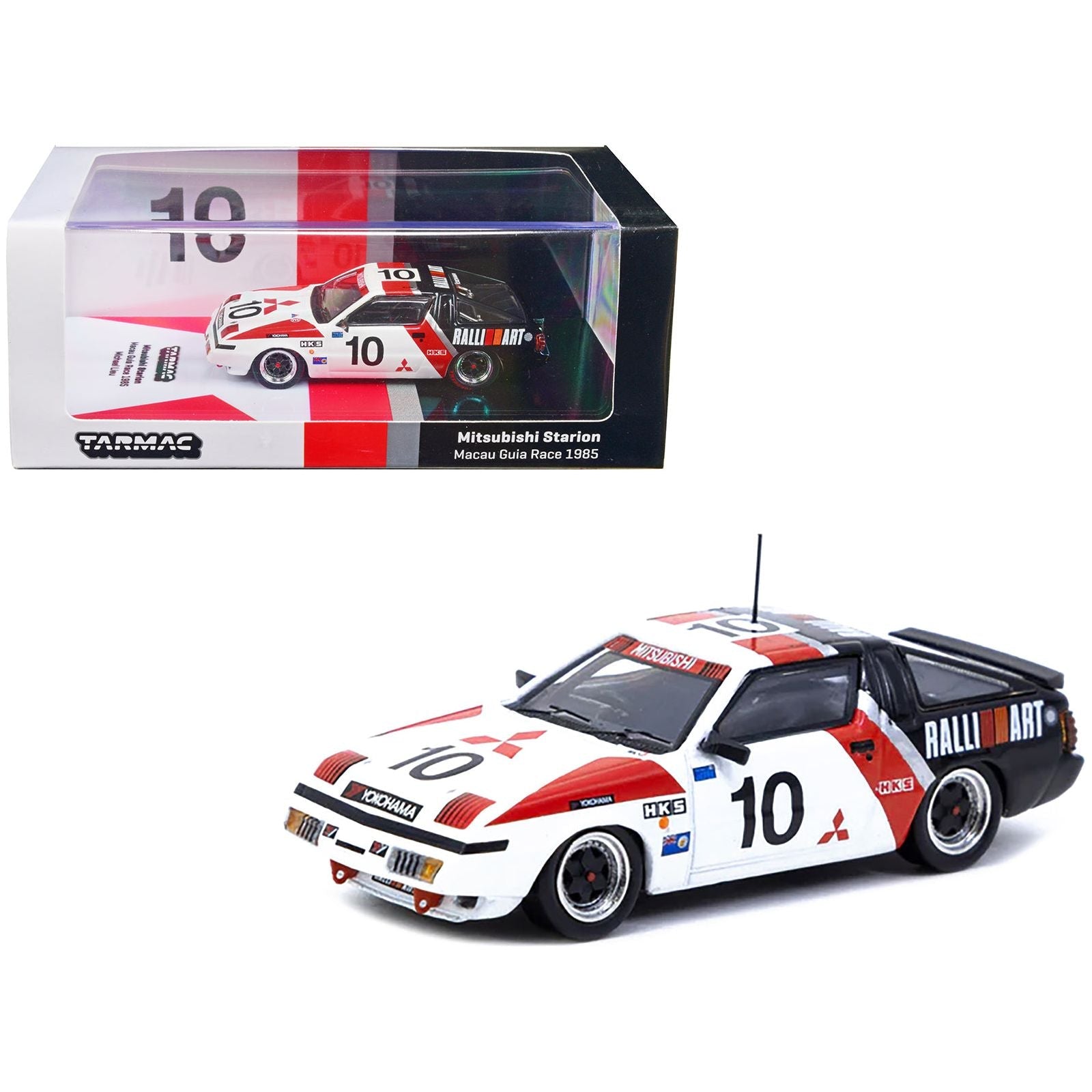 Mitsubishi Starion RHD (Right Hand Drive) 10 Michael Lieu 3rd Place "Macau Guia Race" (1985) "Hobby64" 1/64 Diecast Model Car by Tarmac Works - Tarmac Works - ModelCars.com