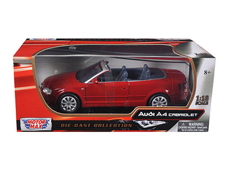 Audi A4 Red Convertible 1/18 Diecast Model Car by Motormax - view 3