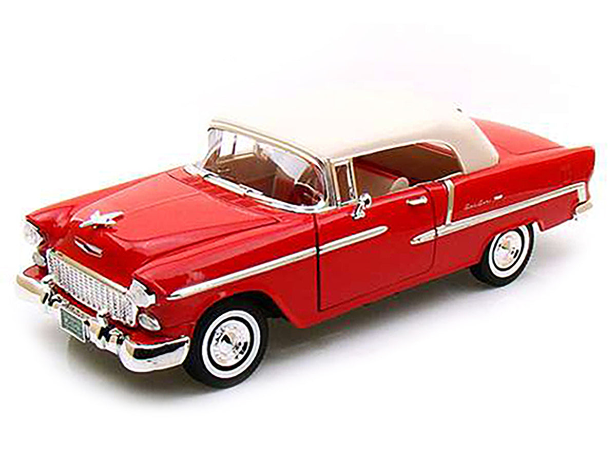1955 Chevrolet Bel Air Convertible Soft Top Red 1/18 Diecast Car Model by Motormax - view 2