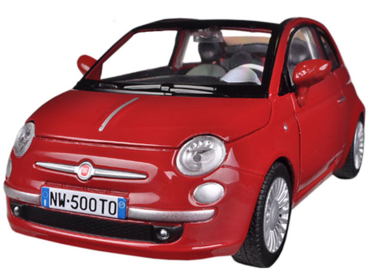 Fiat 500 Nuova Cabrio Red 1/24 Diecast Model Car by Motormax - view 2