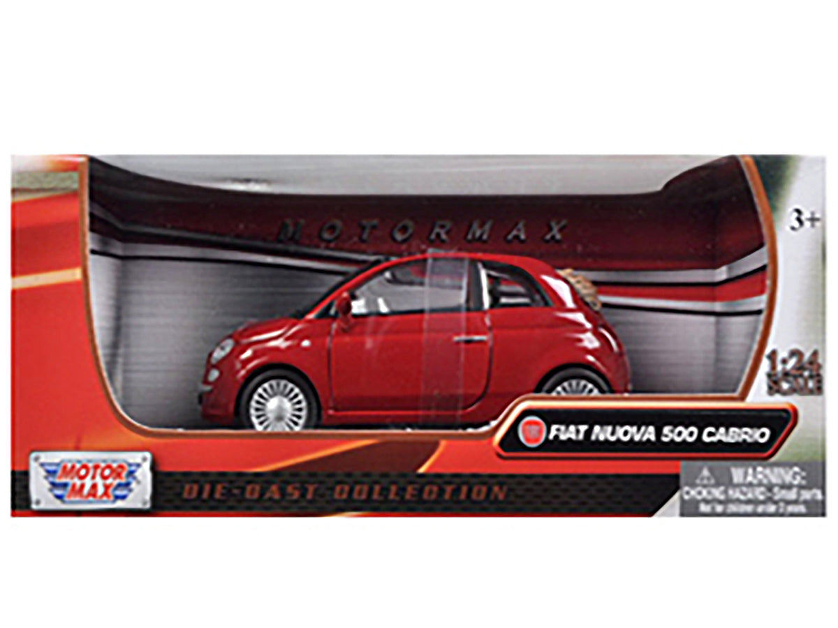 Fiat 500 Nuova Cabrio Red 1/24 Diecast Model Car by Motormax - view 3