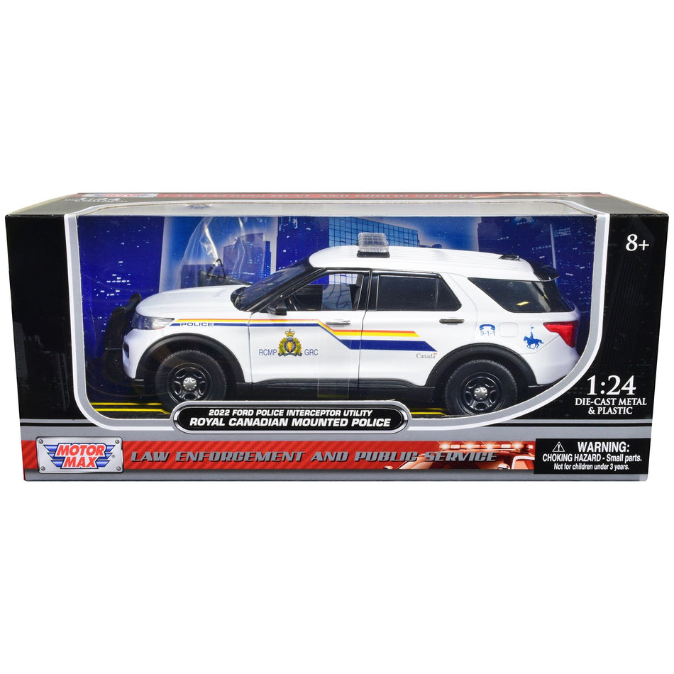 2022 Ford Police Interceptor Utility "RCMP (Royal Canadian Mounted Police)" White 1/24 Diecast Model Car by Motormax