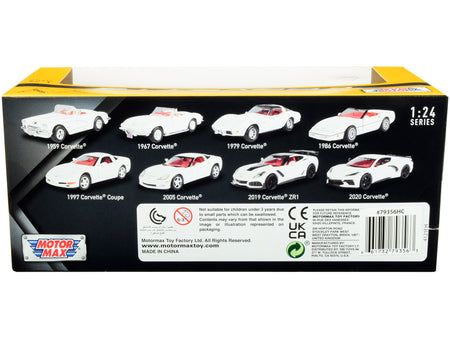 2019 Chevrolet Corvette C7 ZR1 White and Black with Red Interior "History of Corvette" Series 1/24 Diecast Model Car by Motormax - view 2