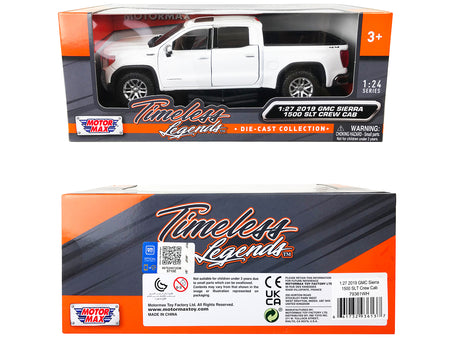 2019 GMC Sierra 1500 SLT Crew Cab 4x4 Pickup Truck with Sunroof White "Timeless Legends" Series 1/24-1/27 Diecast Model Car by Motormax - view 3