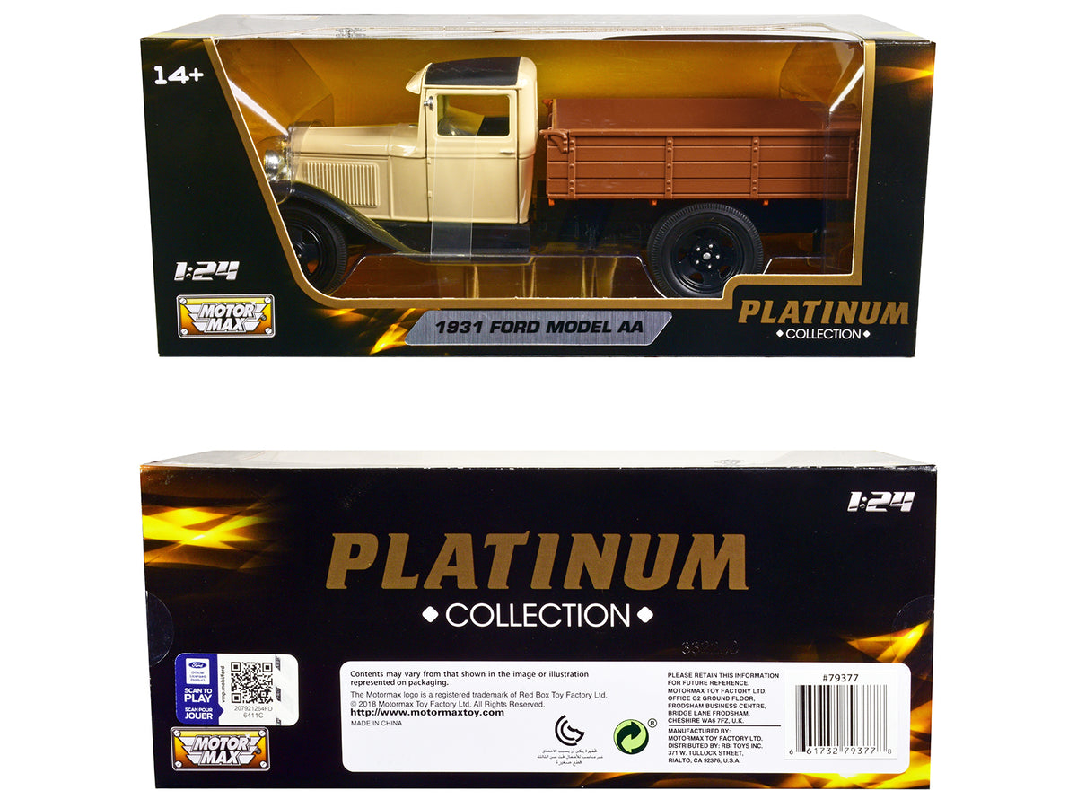 1931 Ford Model AA Pickup Truck Cream and Black "Platinum Collection" Series 1/24 Diecast Model Car by Motormax - view 3
