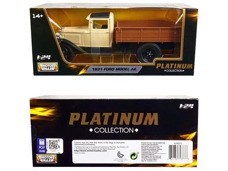 1931 Ford Model AA Pickup Truck Cream and Black "Platinum Collection" Series 1/24 Diecast Model Car by Motormax - view 3
