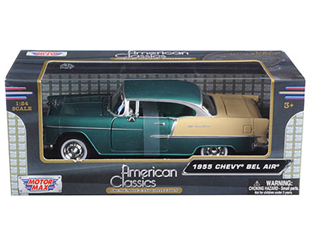 1955 Chevrolet Bel Air Green 1/24 Diecast Model Car by Motormax - view 3