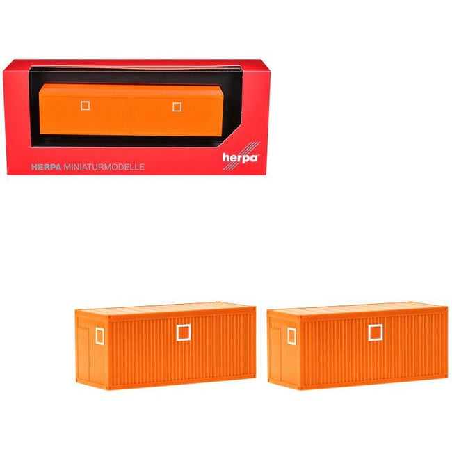 Mobile Offices Orange Set of 2 pieces 1/87 (HO) Plastic Model by Herpa-Herpa-ModelCars.com