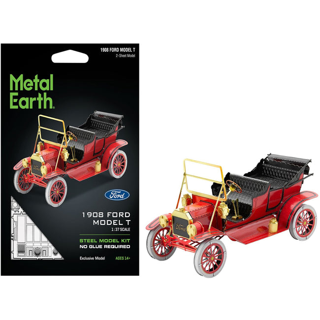 Model Kit 1908 Ford Model T Red (Moderate Difficulty) Steel Model by Metal Earth-Metal Earth-ModelCars.com