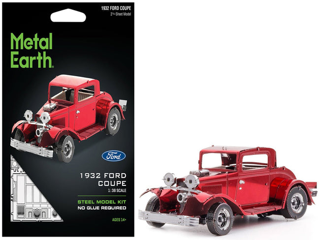 Model Kit 1932 Ford Coupe Red (Moderate Difficulty) Steel Model by Metal Earth-Metal Earth-ModelCars.com