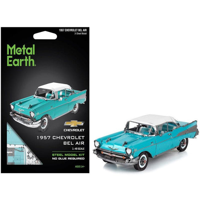Model Kit 1957 Chevrolet Bel Air Turquoise with White Top (Challenging Difficulty) Steel Model by Metal Earth - Metal Earth - ModelCars.com