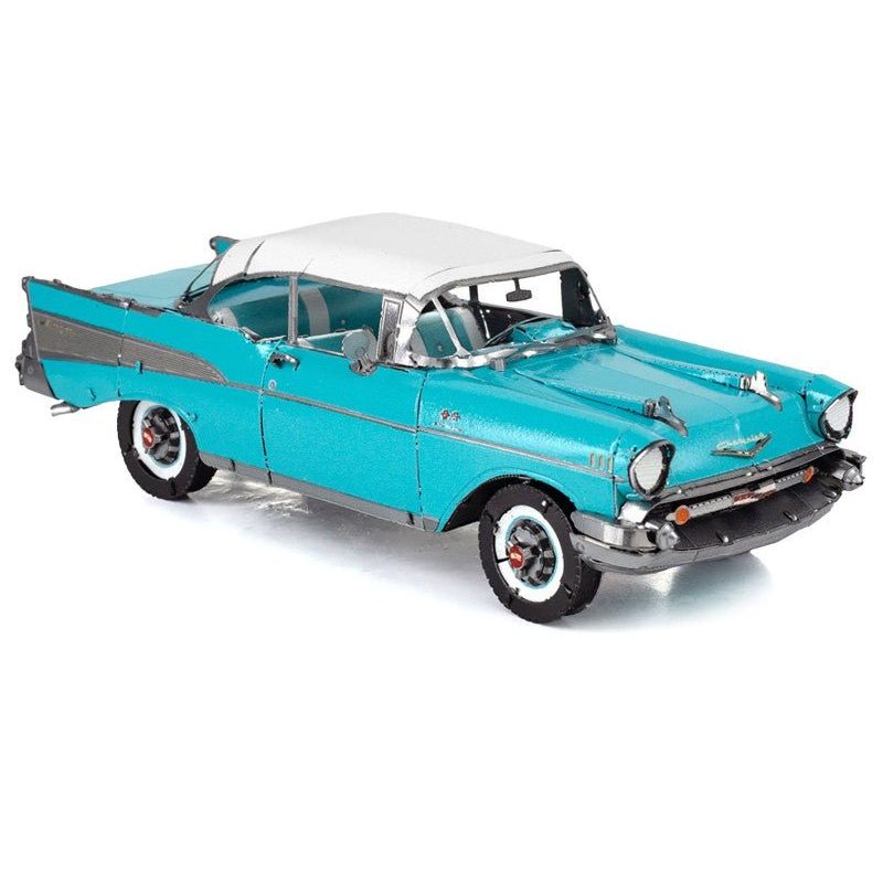 Model Kit 1957 Chevrolet Bel Air Turquoise with White Top (Challenging Difficulty) Steel Model by Metal Earth - Metal Earth - ModelCars.com
