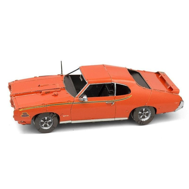 Model Kit 1969 Pontiac GTO Judge Orange with Black Stripes (Moderate Difficulty) Steel Model by Metal Earth-Metal Earth-ModelCars.com