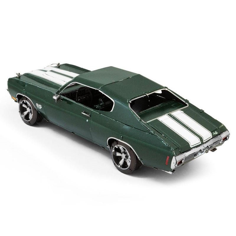 Model Kit 1970 Chevrolet Chevelle SS Green with White Stripes (Challenging Difficulty) Steel Model by Metal Earth - Metal Earth - ModelCars.com