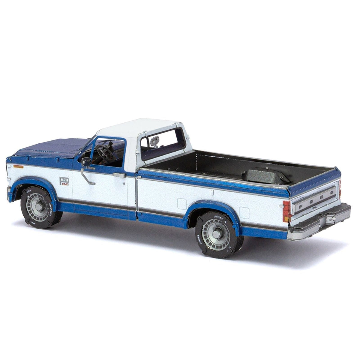 Model Kit 1982 Ford F - 150 Pickup Truck Blue and White (Moderate Difficulty) Steel Model by Metal Earth - Metal Earth - ModelCars.com