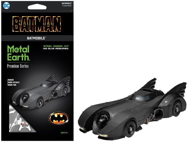 Model Kit 1989 Batmobile Black "Batman" (1989) Movie (Challenging Difficulty) Steel Model by Metal Earth-Metal Earth-ModelCars.com
