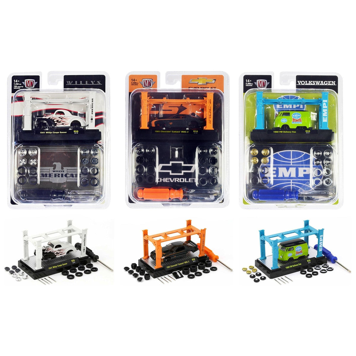 Model Kit 3 piece Car Set Release 58 Limited Edition to 8000 pieces Worldwide 1/64 Diecast Model Cars by M2 Machines-M2-ModelCars.com