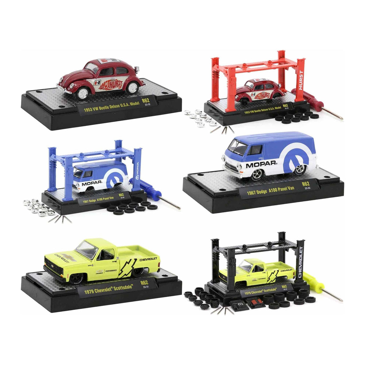 Model Kit 3 piece Car Set Release 62 Limited Edition to 9600 pieces Worldwide 1/64 Diecast Model Cars by M2 Machines-M2-ModelCars.com