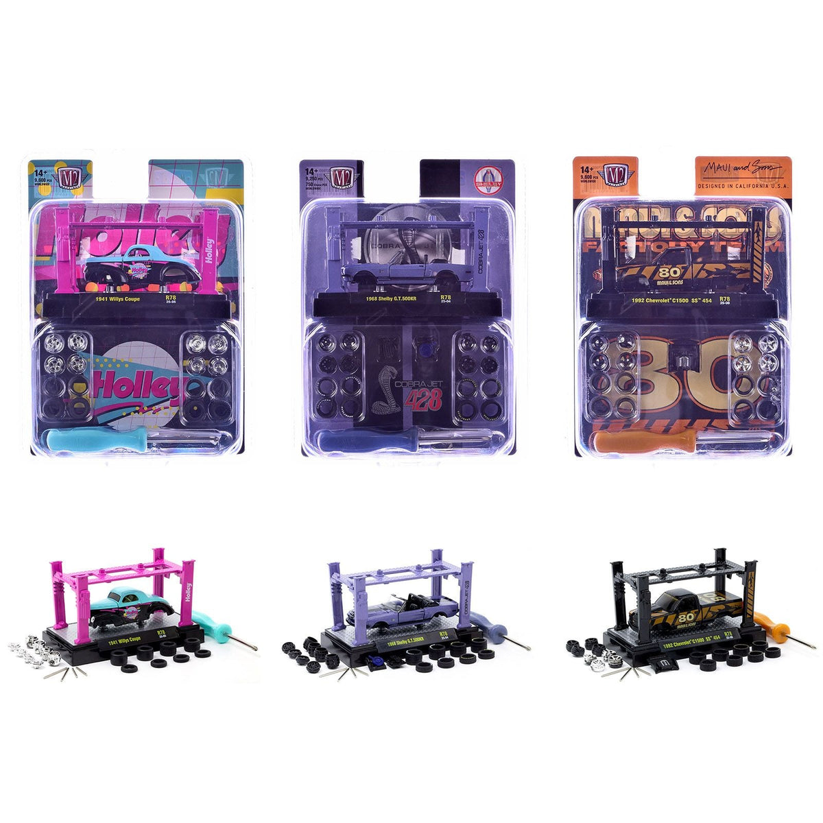 Model Kit 3 piece Car Set Release 78 Limited Edition to 9600 pieces Worldwide 1/64 Diecast Model Cars by M2 Machines-M2-ModelCars.com