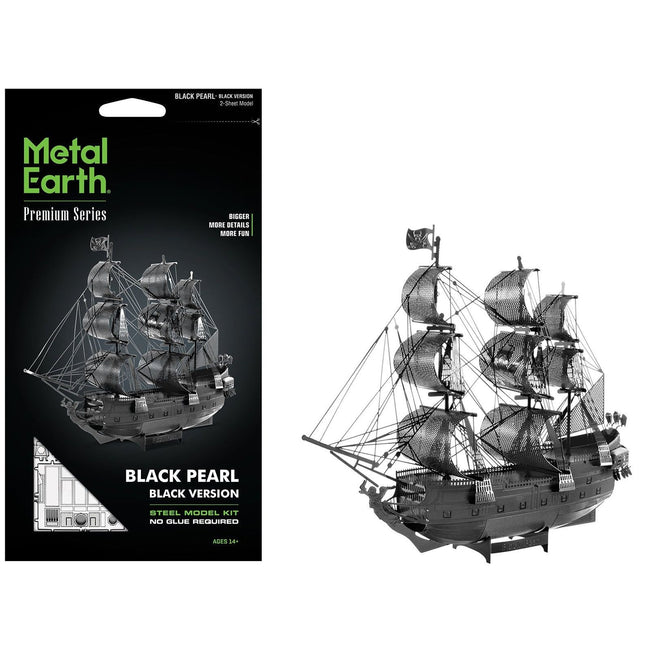 Model Kit Black Pearl Ship Black Version (Moderate Difficulty) Steel Model by Metal Earth-Metal Earth-ModelCars.com