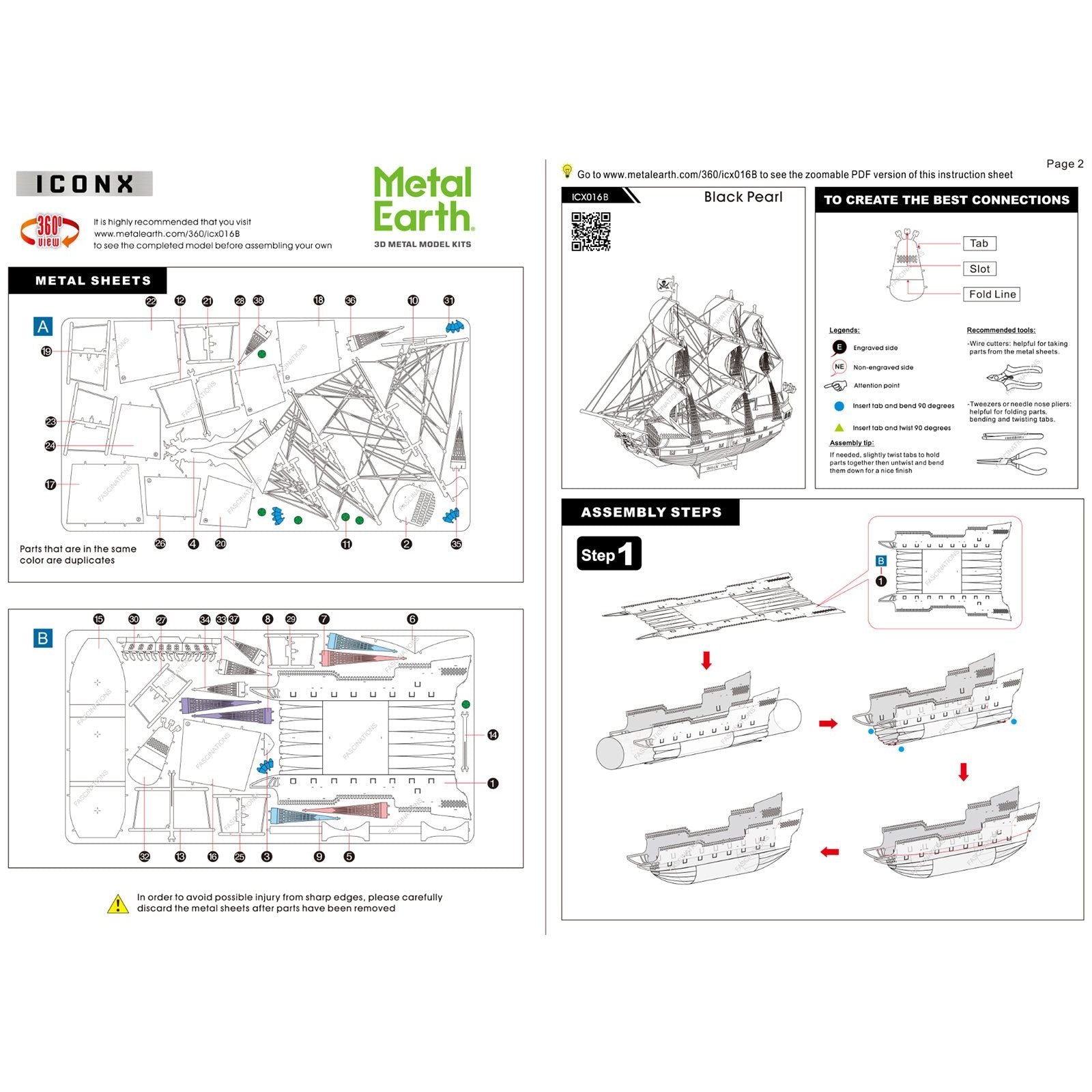 Model Kit Black Pearl Ship Black Version (Moderate Difficulty) Steel Model by Metal Earth - Metal Earth - ModelCars.com