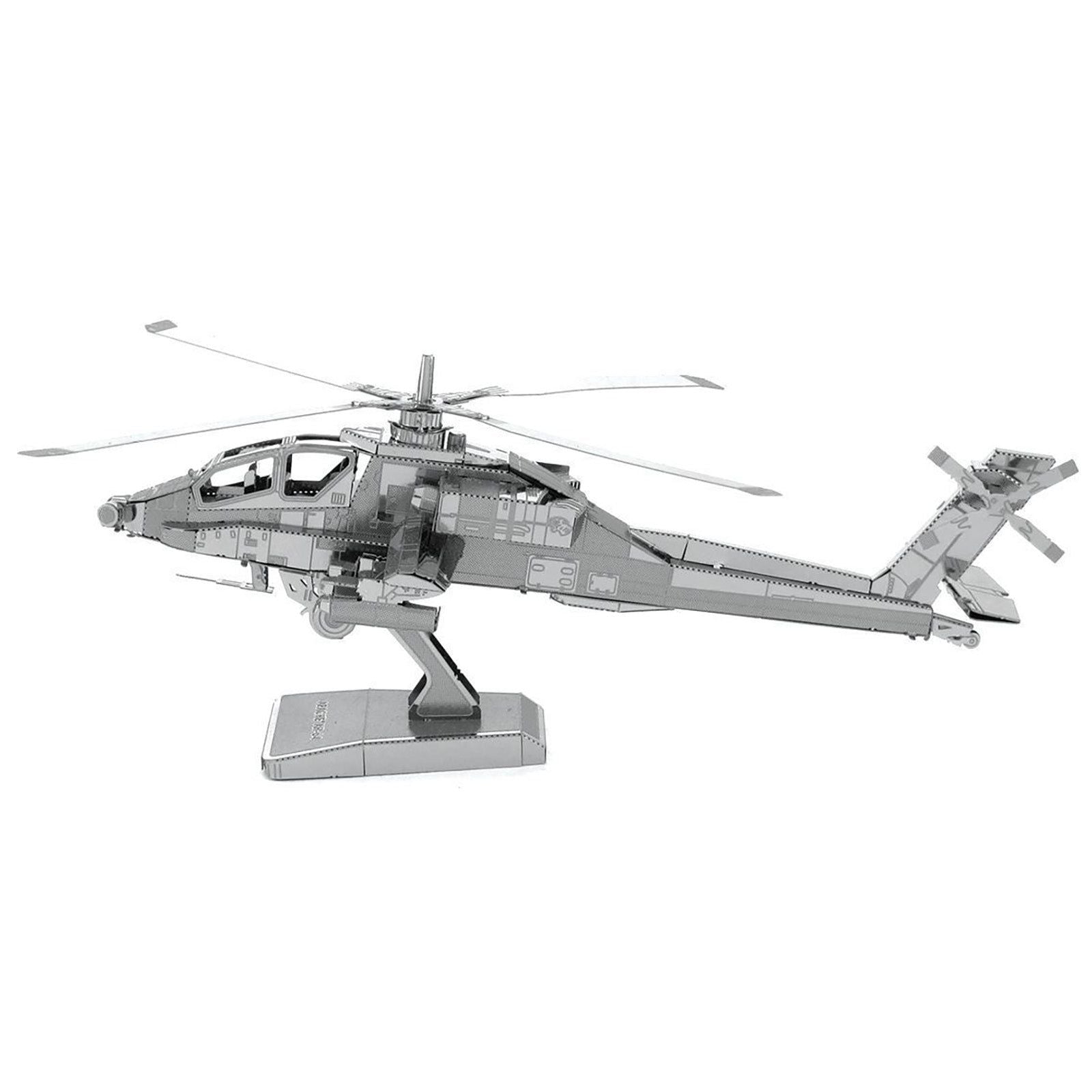 Model Kit Boeing AH - 64 Apache Attack Helicopter (Moderate Difficulty) Steel Model by Metal Earth - Metal Earth - ModelCars.com
