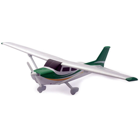 Model Kit Cessna 172 Skyhawk Aircraft White with Green and Yellow Stripes "Sky Pilot" Series 1/42 Plastic Model Kit by New Ray-New Ray-ModelCars.com