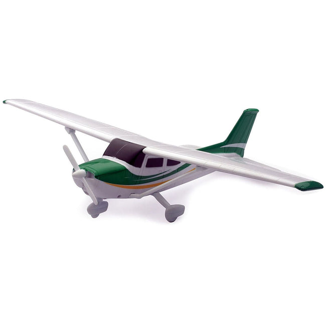 Model Kit Cessna 172 Skyhawk Aircraft White with Green and Yellow Stripes "Sky Pilot" Series 1/42 Plastic Model Kit by New Ray-New Ray-ModelCars.com