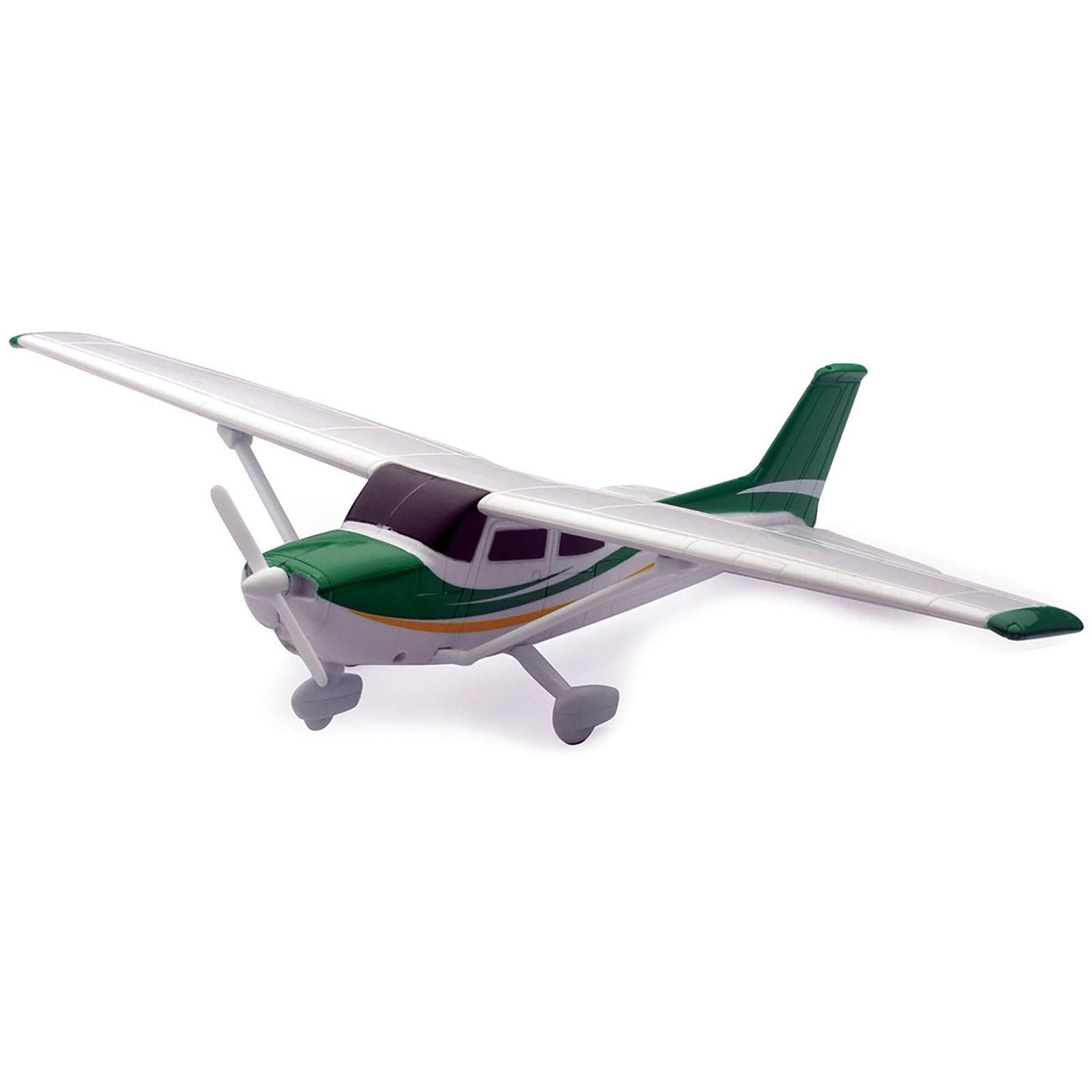 Model Kit Cessna 172 Skyhawk Aircraft White with Green and Yellow Stripes "Sky Pilot" Series 1/42 Plastic Model Kit by New Ray - New Ray - ModelCars.com