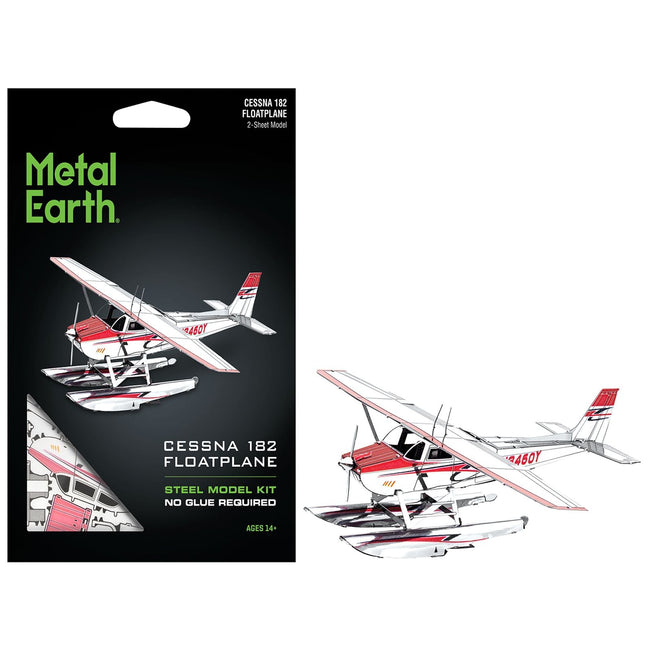 Model Kit Cessna 182 Floatplane White and Red (Moderate Difficulty) Steel Model by Metal Earth-Metal Earth-ModelCars.com