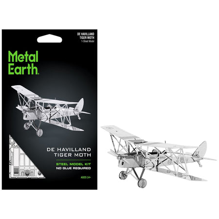 Model Kit De Havilland Tiger Moth Trainer Aircraft (Moderate Difficulty) Steel Model by Metal Earth-Metal Earth-ModelCars.com
