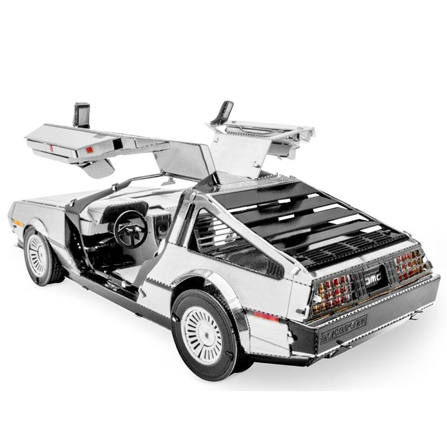 Model Kit DeLorean Brushed Metal (Moderate Difficulty) Steel Model by Metal Earth - Metal Earth - ModelCars.com