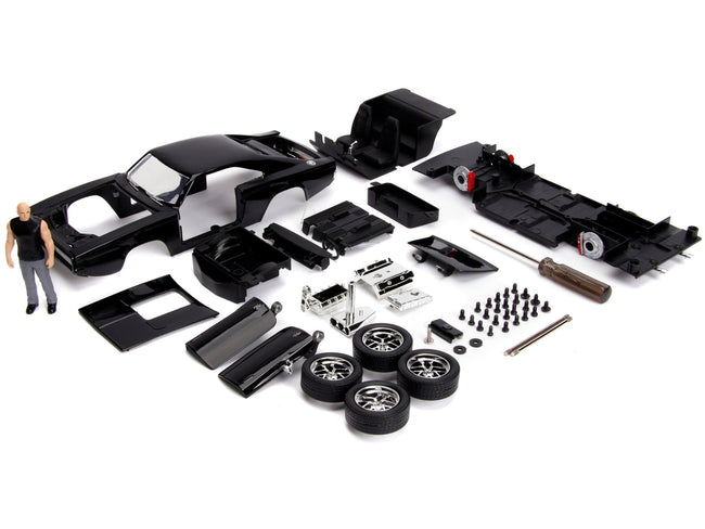 Model Kit Dodge Charger R/T Black and Dom Diecast Figure "Fast & Furious" Movie "Build N' Collect" Series 1/24 Diecast Model Car by Jada-Jada-ModelCars.com