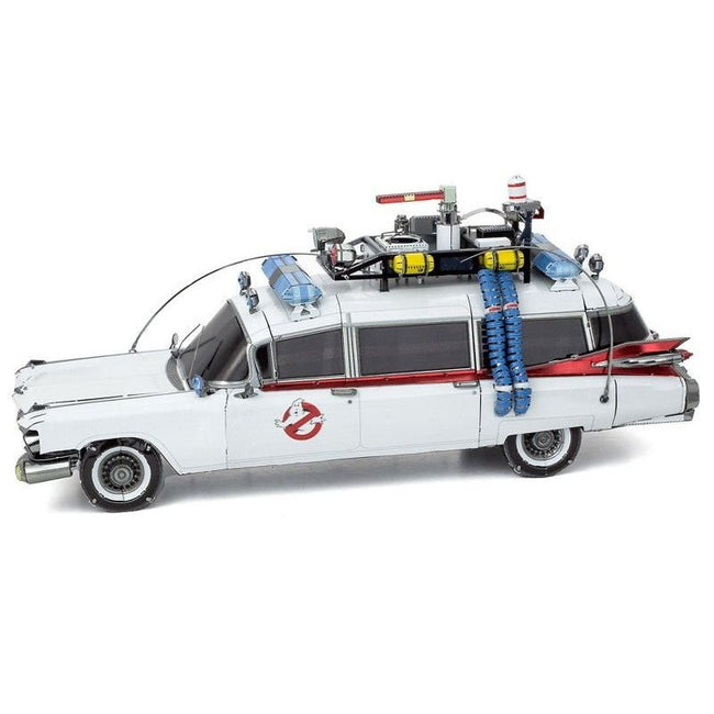 Model Kit Ecto-1 Car White "Ghostbusters" (1984) Movie (Challenging Difficulty) Steel Model by Metal Earth-Metal Earth-ModelCars.com