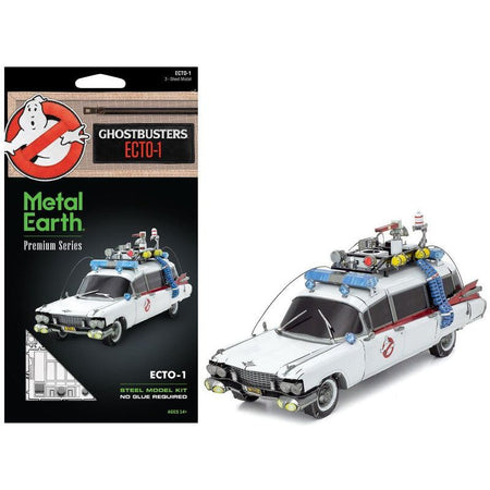Model Kit Ecto - 1 Car White "Ghostbusters" (1984) Movie (Challenging Difficulty) Steel Model by Metal Earth - Metal Earth - ModelCars.com