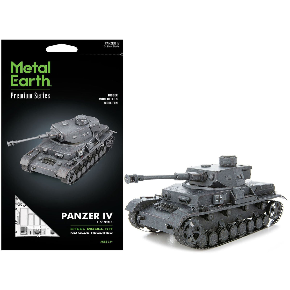 Model Kit German Panzer IV Tank (Challenging Difficulty) Steel Model by Metal Earth-Metal Earth-ModelCars.com