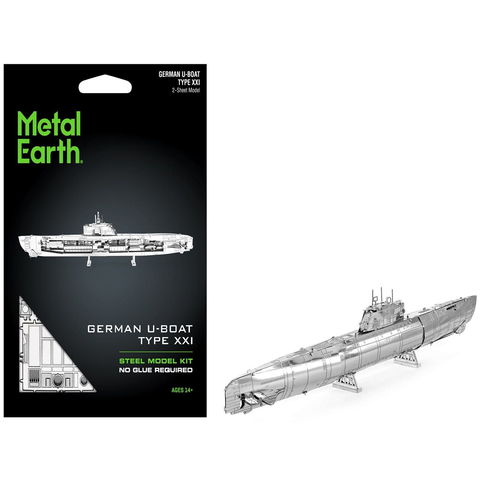 Model Kit German U - Boat Type XXI Submarine (Challenging Difficulty) Steel Model by Metal Earth - Metal Earth - ModelCars.com