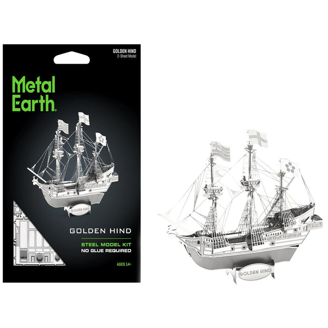Model Kit Golden Hind Galleon (Moderate Difficulty) Steel Model by Metal Earth-Metal Earth-ModelCars.com