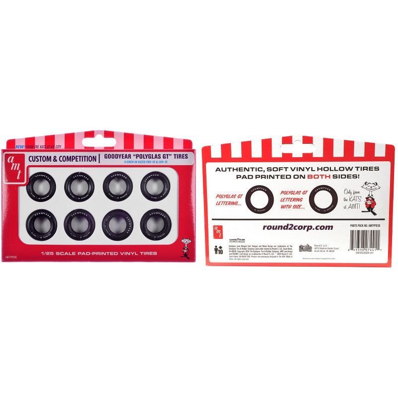 Model Kit "Goodyear Polyglas GT" Tires Set of 8 Pieces for 1/25 Scale Models by AMT-AMT-ModelCars.com
