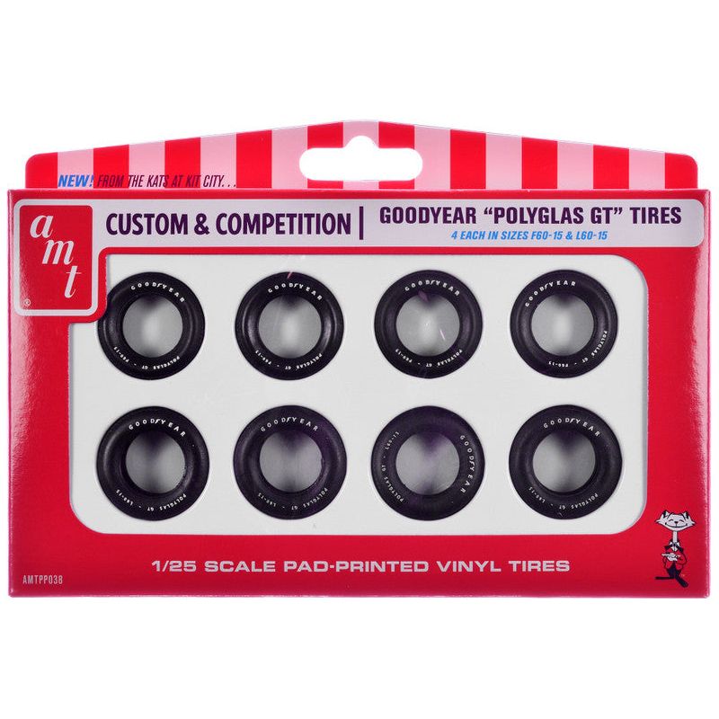 Model Kit "Goodyear Polyglas GT" Tires Set of 8 Pieces for 1/25 Scale Models by AMT-AMT-ModelCars.com