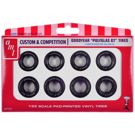 Model Kit "Goodyear Polyglas GT" Tires Set of 8 Pieces for 1/25 Scale Models by AMT-AMT-ModelCars.com